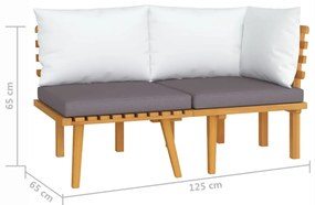 2 pcs conjunto lounge de jardim c/ almofadões acácia maciça