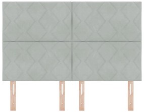 Cabeceira LED com Design de Blocos de Diamante em Cinza Claro, 144 cm
