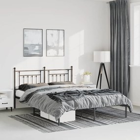 vidaXL Estrutura de cama em metal com cabeceira 150x200 cm preto