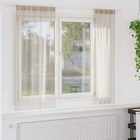 vidaXL Cortina de Voile 2 pcs Areia 175 x 140 cm Poliéster