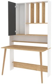Secretária de Estudo Wood - Branca e Carvalho - 120x60x196,6 cm