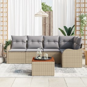 Conjunto de Sofá de Jardim vidaXL de 6 Peças com Almofadas Bege em Pol