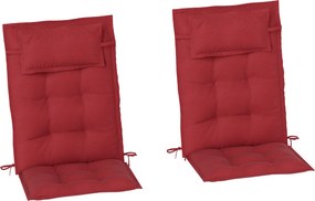Outsunny Conjunto de 2 almofadas para espreguiçadeira repelente à água, almofadas para espreguiçadeira de jardim 50x116x5 cm, Bordô | Aosom Portugal