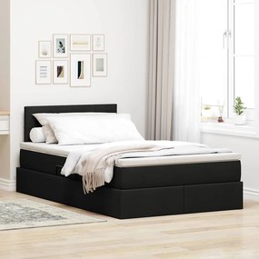 vidaXL Cama com arrumação e colchão com colchão Preto 120 x 200 cm