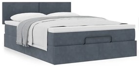 Estrutura de cama otomana com colchão 140x190cm cinzento escuro