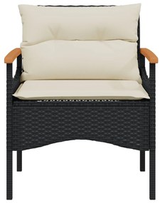 4 pcs conjunto de sofás para jardim c/ almofadões vime PE preto