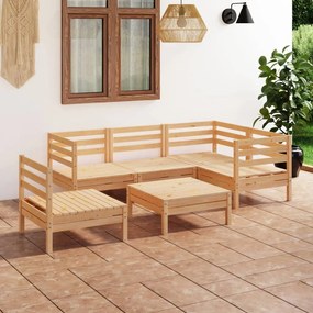 6 pcs conjunto lounge de jardim pinho maciço