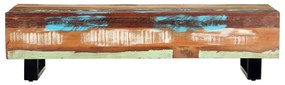 Mesa de centro 120x50x30 cm madeira recuperada maciça e aço