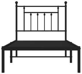 Estrutura de cama com cabeceira 90x200 cm metal preto
