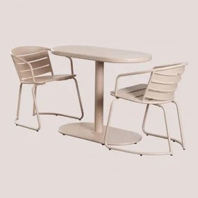 Conjunto de mesa oval e 2 cadeiras de jardim Janti Nude beige - Sklum