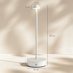 Conjunto de 2 Candeeiros de Mesa Recarregáveis por USB Reguláveis com Controlo Táctil 3000K/4500K/6500K Ø10x30 cm Branco