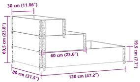 Canteiro elevado de 3 níveis 120x80 cm pinho maciço cinzento