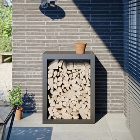 vidaXL Suporte para lenha 60x40x80 cm aço antracite