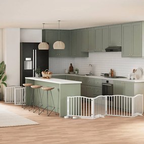 vidaXL Portão p/ cães com porta dobrável 12 painéis 960cm álamo branco