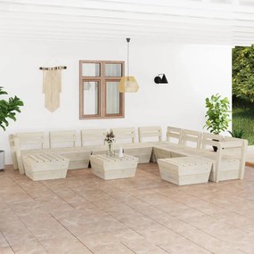vidaXL 11 pcs conjunto lounge de paletes madeira de abeto impregnada