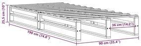 Cama sem colchão 90x190 cm madeira de pinho maciça