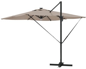 Guarda-sol Articulado Roma com LEDs Taupe 286x285x270 cm Alumínio