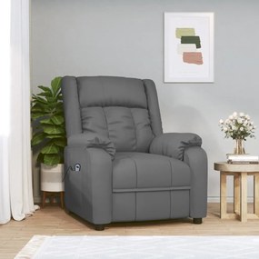 vidaXL Poltrona elevatória couro artificial cinzento