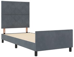 Cama Cinza Escuro 100x200 cm Veludo