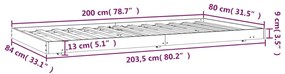 Estrutura de cama 80x200 cm madeira de pinho maciça branco