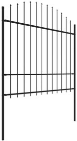 Cerca de jardim com topo em lanças (1,5-1,75)x15,3 m aço preto