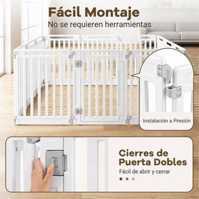 Conjunto de 11 Painéis para Parque de Cães, 53 x 81 cm, Porta com Fecho Duplo, Branco