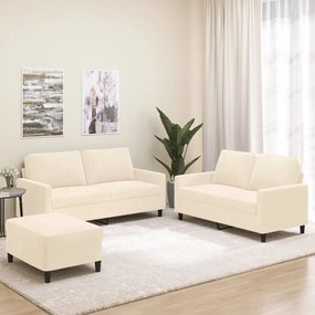 vidaXL 3 pcs conjunto de sofás com almofadões veludo cor creme