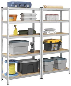 Prateleiras de armazenamento de 5 camadas 2 pcs aço prateado