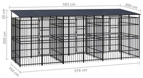 Canil de exterior com telhado 11,06 m² aço