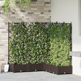 Jardineira vidaXL com treliça 5 pcs Marrom 120x120x125,5 cm