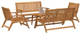 Cadeiras de Jardim com Mesa 5 pcs de Madeira Sólida de Acácia