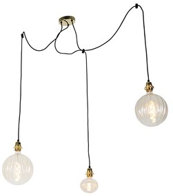 Candeeiro de suspensão dourado 3 luzes com LED âmbar regulável - Cava Luxe Moderno