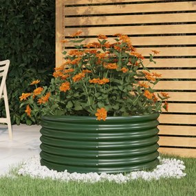 vidaXL Vaso/floreira de jardim aço revestido a pó 80x80x36 cm verde