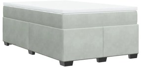 Cama boxspring com colchão 120x190 cm veludo cinzento-claro