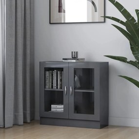 vidaXL Armário vitrine 82,5x30,5x80 cm deriv. madeira cinza brilhante