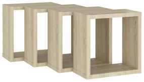 Prateleiras de parede em forma de cubo 4 pcs 30x15x30cm sonoma