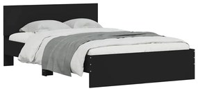 Estrutura de cama com cabeceira e luzes LED 120x190 cm preto