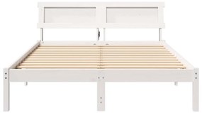 Estrutura da Cama com luzes de tira LED com cabeceira Branco 120 x 200