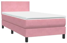 Cama com molas/colchão 100x220 cm veludo Rosa