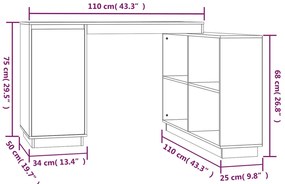 Secretária 110x50x75 cm pinho maciço castanho-mel