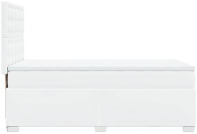 Cama com molas/colchão 90x190 cm couro artificial branco
