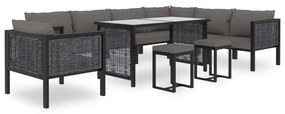vidaXL 10 pcs conjunto lounge jardim c/ almofadões vime PE antracite