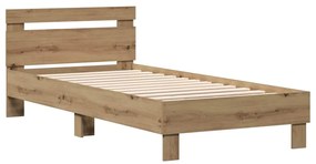 Cama Artisan em Carvalho 90x200 cm, feita de madeira engenheirada.