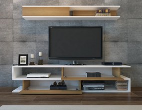 Móvel TV Sims – Branco e Teca – 176x39x31,5 cm