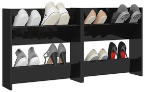 Sapateiras de parede 2pcs derivados de madeira preto brilhante
