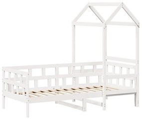 Sofá-cama c/ telhado 90x190 cm madeira de pinho maciça branco