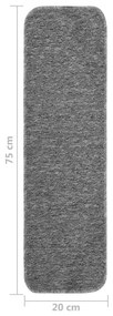 Tapetes antiderrapantes retang. p/ escadas 15pcs 75x20 cm cinza