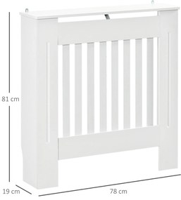 Cobertura Radiador 78x19x81 cm Cobertura para Radiador de MDF com Desenho Moderno e Prateleira Branco