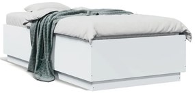 Estrutura cama c/ luzes LED 90x190 cm derivados madeira branco