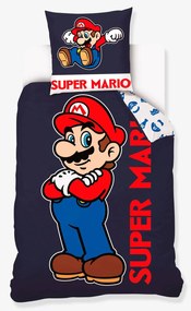 Conjunto de capa de edredão e fronha Super Mario, para criança  marinho